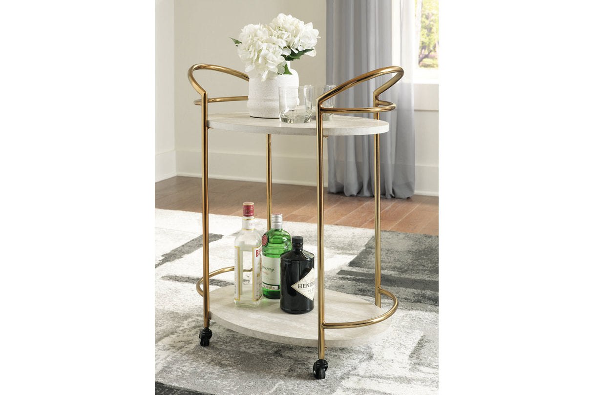 Tarica Cream/Gold Finish Bar Cart