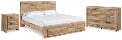 Hyanna Queen Panel Storage Bed, Dresser and Nightstand