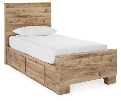 Hyanna Twin Panel Bed with 2 Side Storage, Dresser and Mirror