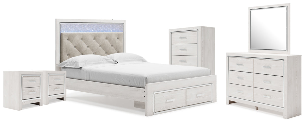Altyra Queen Storage Bed, Dresser Mirror, Chest and 2 Nightstands