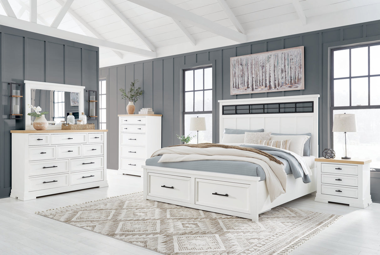 Ashbryn White/Natural Storage Platform Bedroom Set