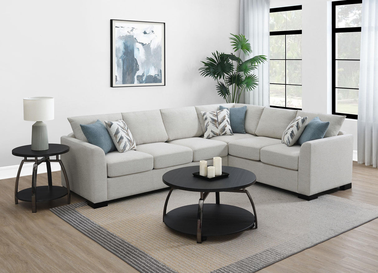 Ashford Greige Chenille Upholstered Sleeper Sectional Sofa