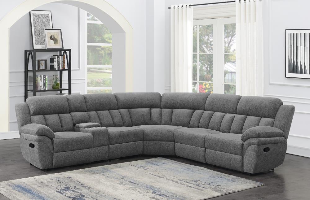 Bahrain Charcoal 6-Piece Upholstered Motion Sectional