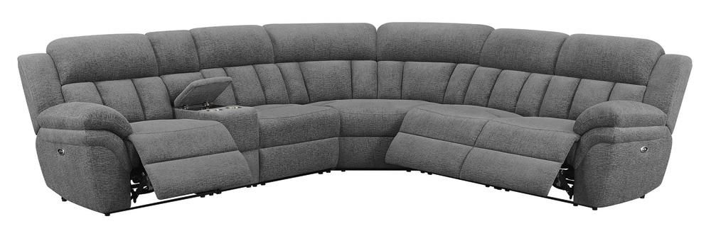 Bahrain Charcoal 6-Piece Upholstered Power Sectional