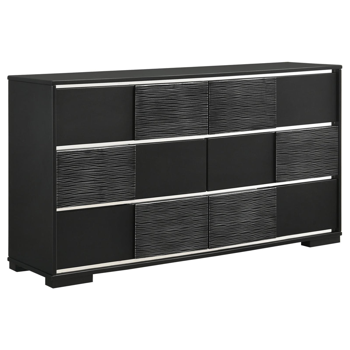 Blacktoft Black 6-Drawer Dresser with Mirror