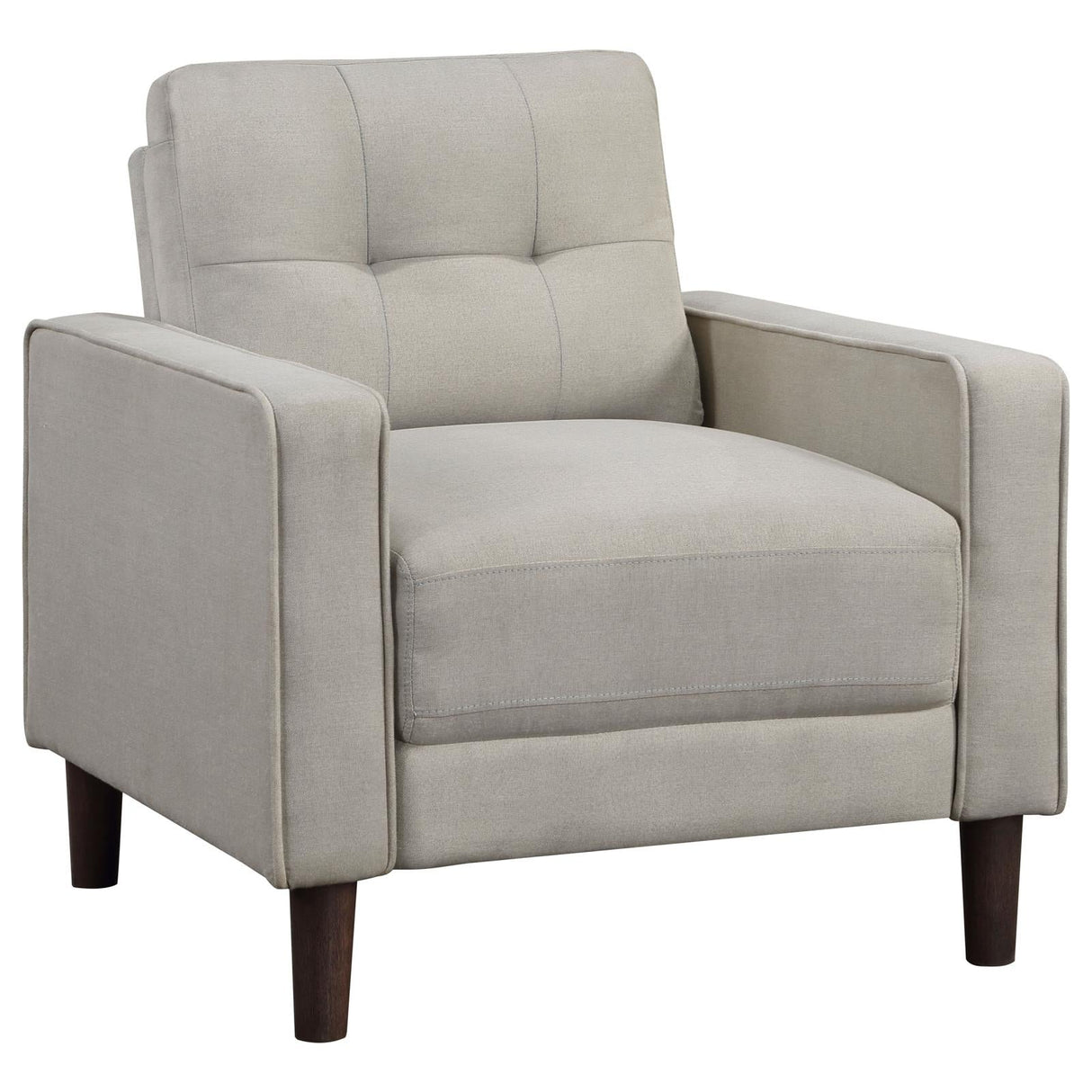 Bowen Beige Upholstered Track Arms Tufted Chair
