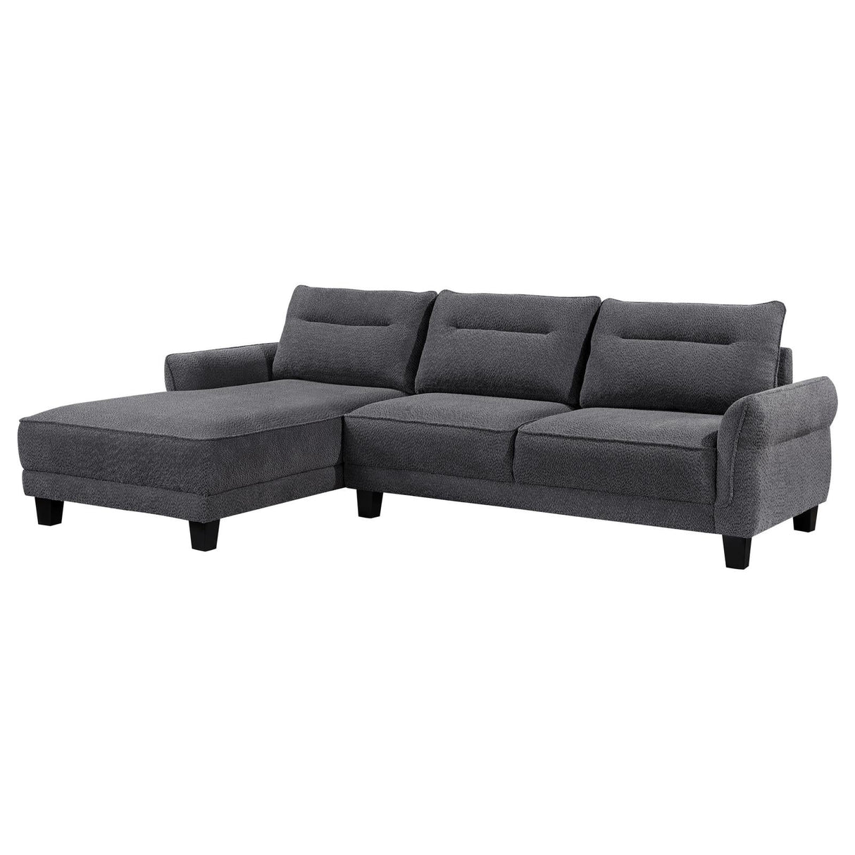 Caspian Gray Upholstered Curved Arms Sectional Sofa