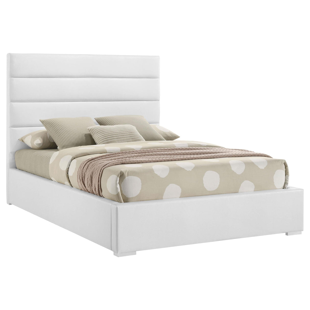 Felicity White Upholstered Full Platform Bed