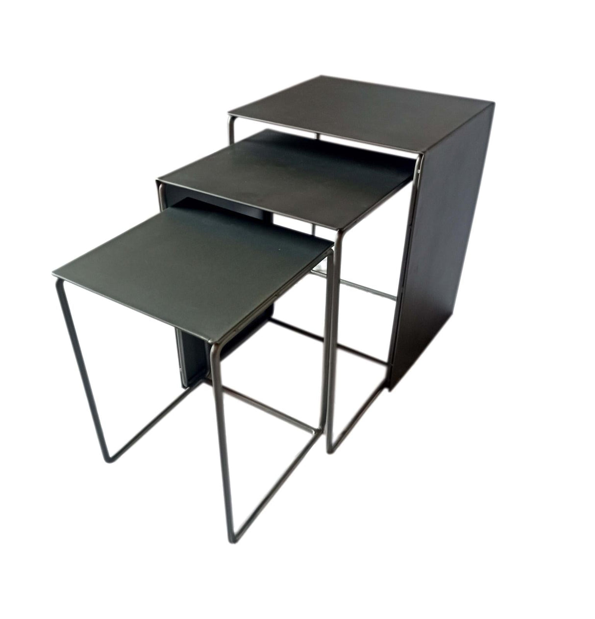 Imez Gray 3-Piece Rectangular Metal Nesting Table