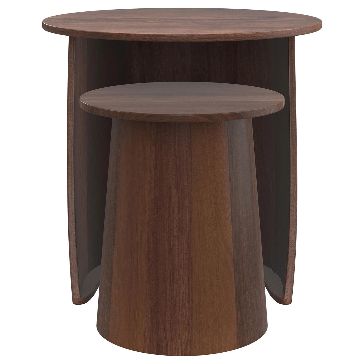 Yency Mango Brown 2-Piece Solid Wood Round Nesting Table