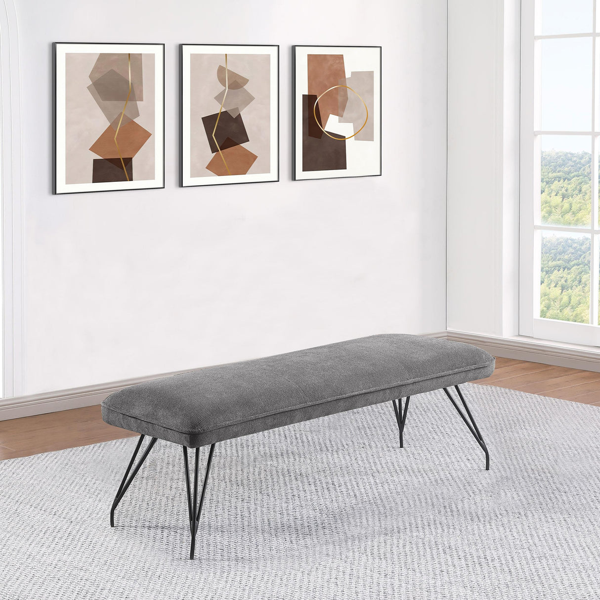 Dodson Gray Fabric Upholstered Dining Bench