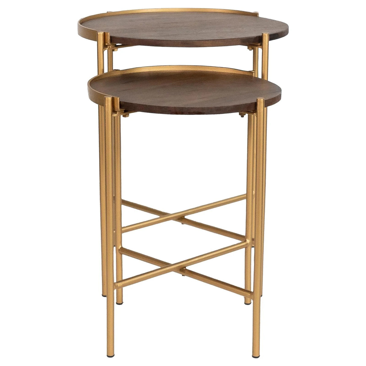 Malka Dark Brown and Gold 2-Piece Round Nesting Table