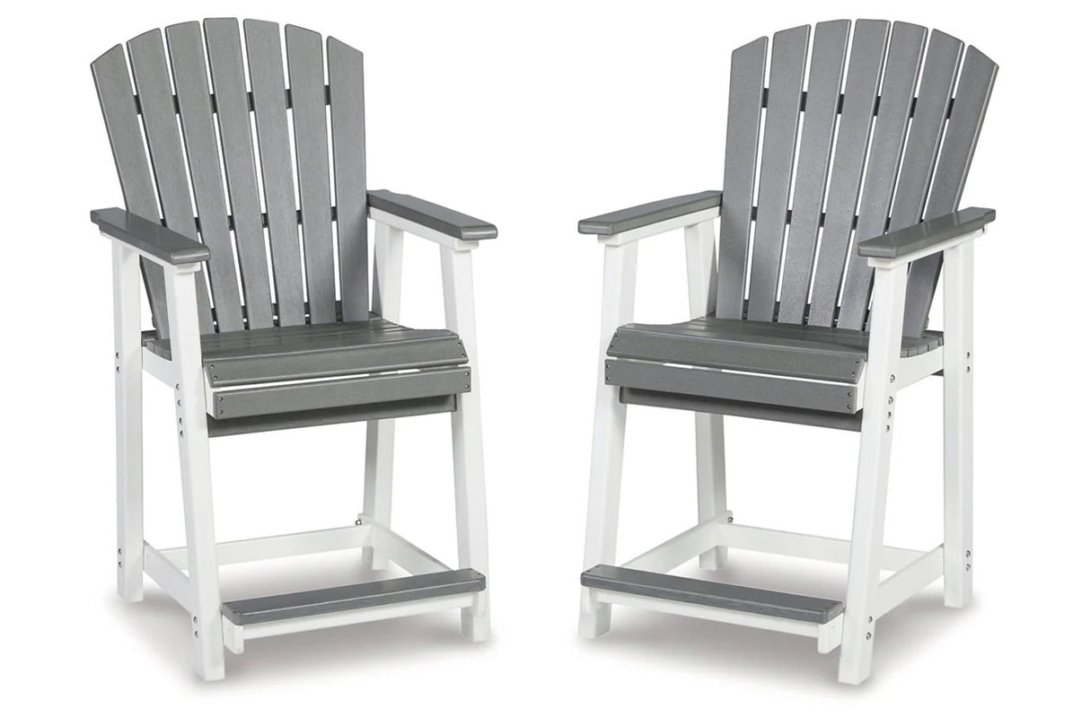Transville Gray/White Outdoor Counter Height Barstool