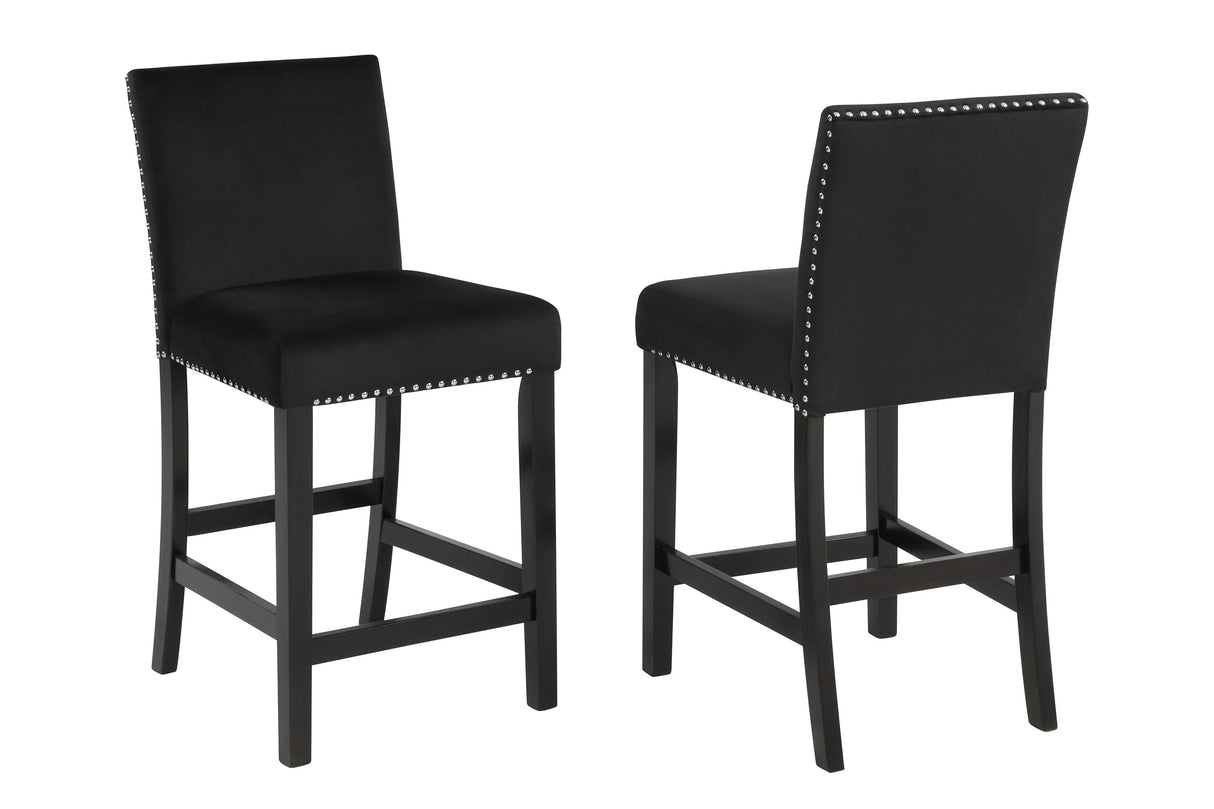 Lennon Black Velvet 5-Piece Counter Height Dining Set