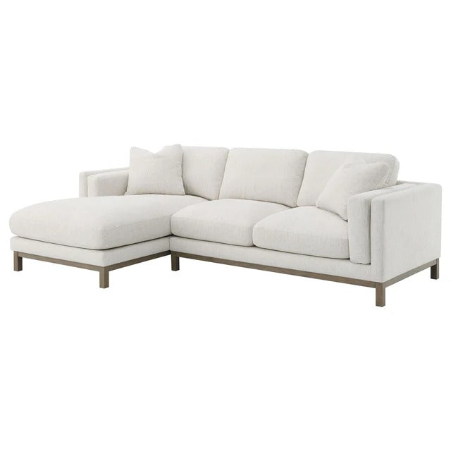 Geneva Sand Boucle Upholstered Sectional Chaise Sofa