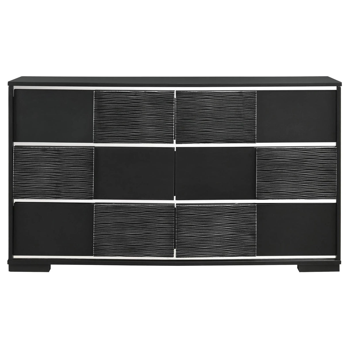 Blacktoft Black 6-Drawer Dresser with Mirror