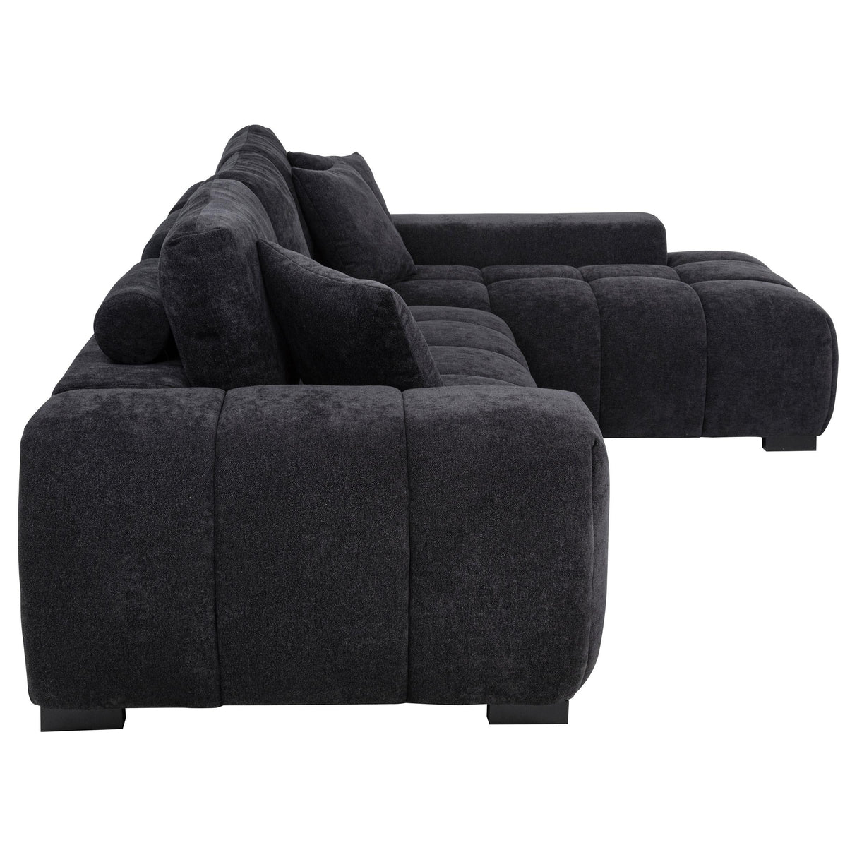 Octavia Black Fabric Upholstered Track Arm Sectional Sofa