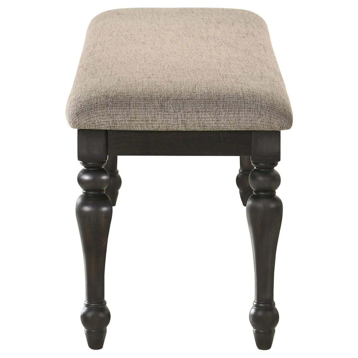 Bridget Stone Brown Upholstered Dining Bench and Charcoal Sandthrough