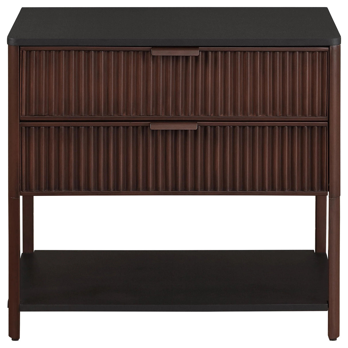 Zimmerlee Rust Brown 2-Drawer Side Table with Shelf