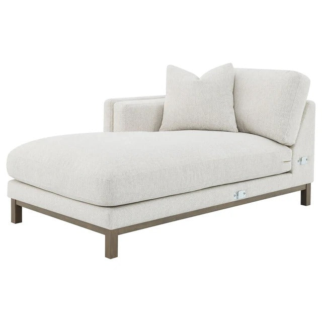 Geneva Sand Boucle Upholstered Sectional Chaise Sofa