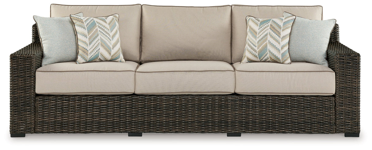 Coastline Bay Brown Outdoor Sofa with Cushion