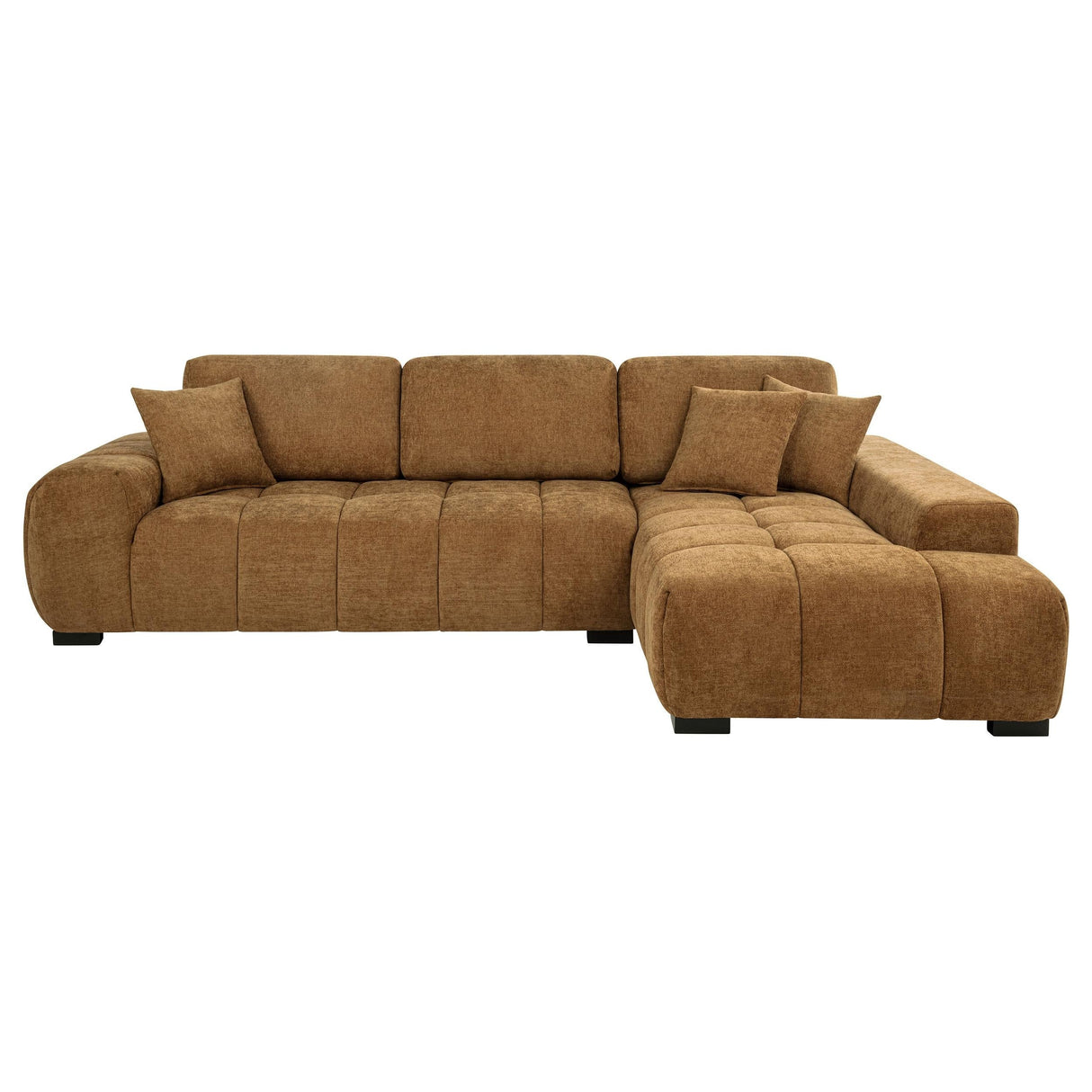 Octavia Amber Fabric Upholstered Sectional Chaise Sofa