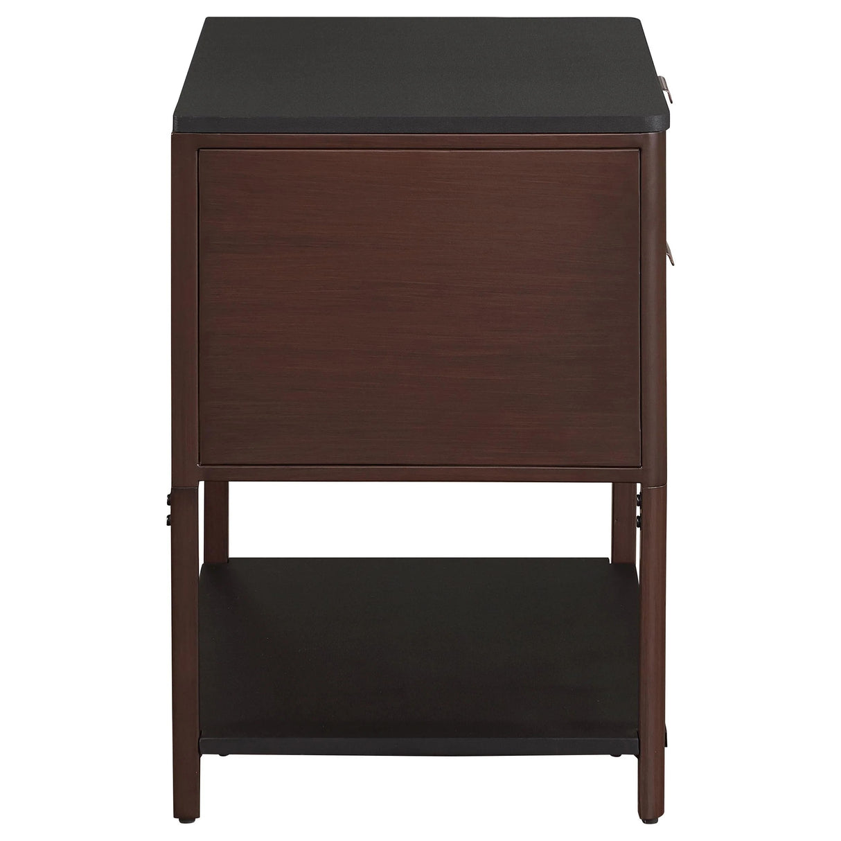 Zimmerlee Rust Brown 2-Drawer Side Table with Shelf