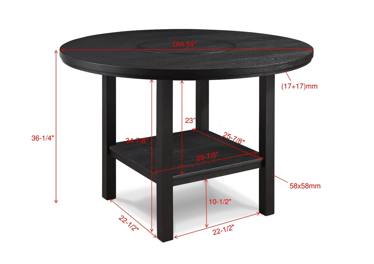 Guthrie Charcoal Round Counter Height Table with Lazysusan