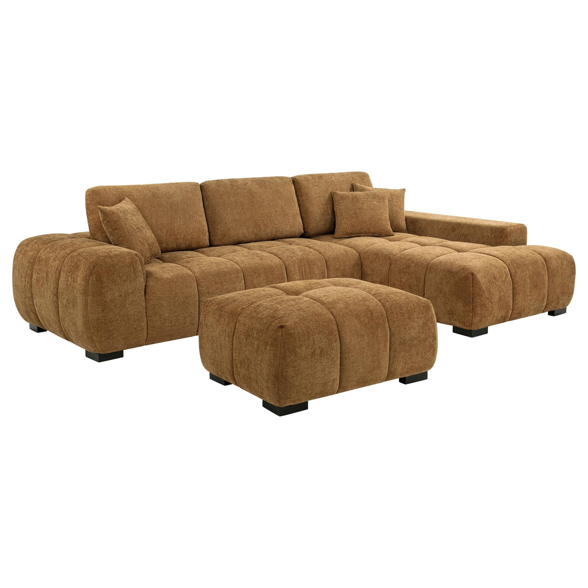 Octavia Amber Fabric Upholstered Sectional Chaise Sofa