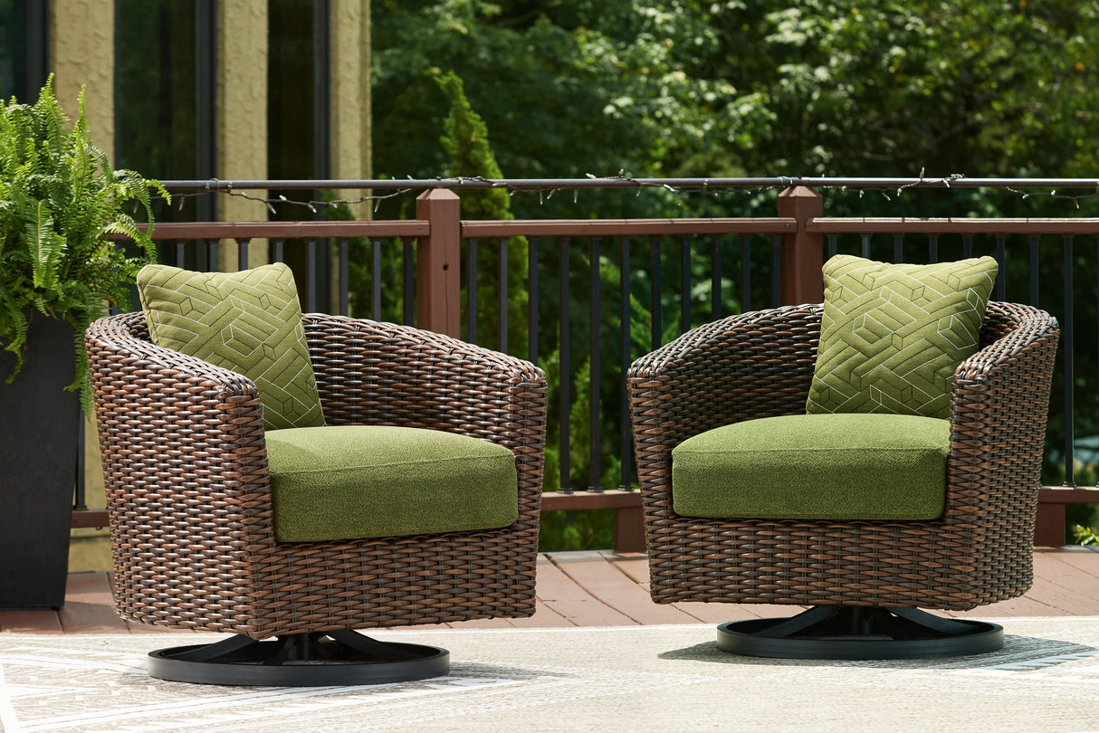 Horizon Hall Brown/Green Outdoor Swivel Lounge Chair with Cushion