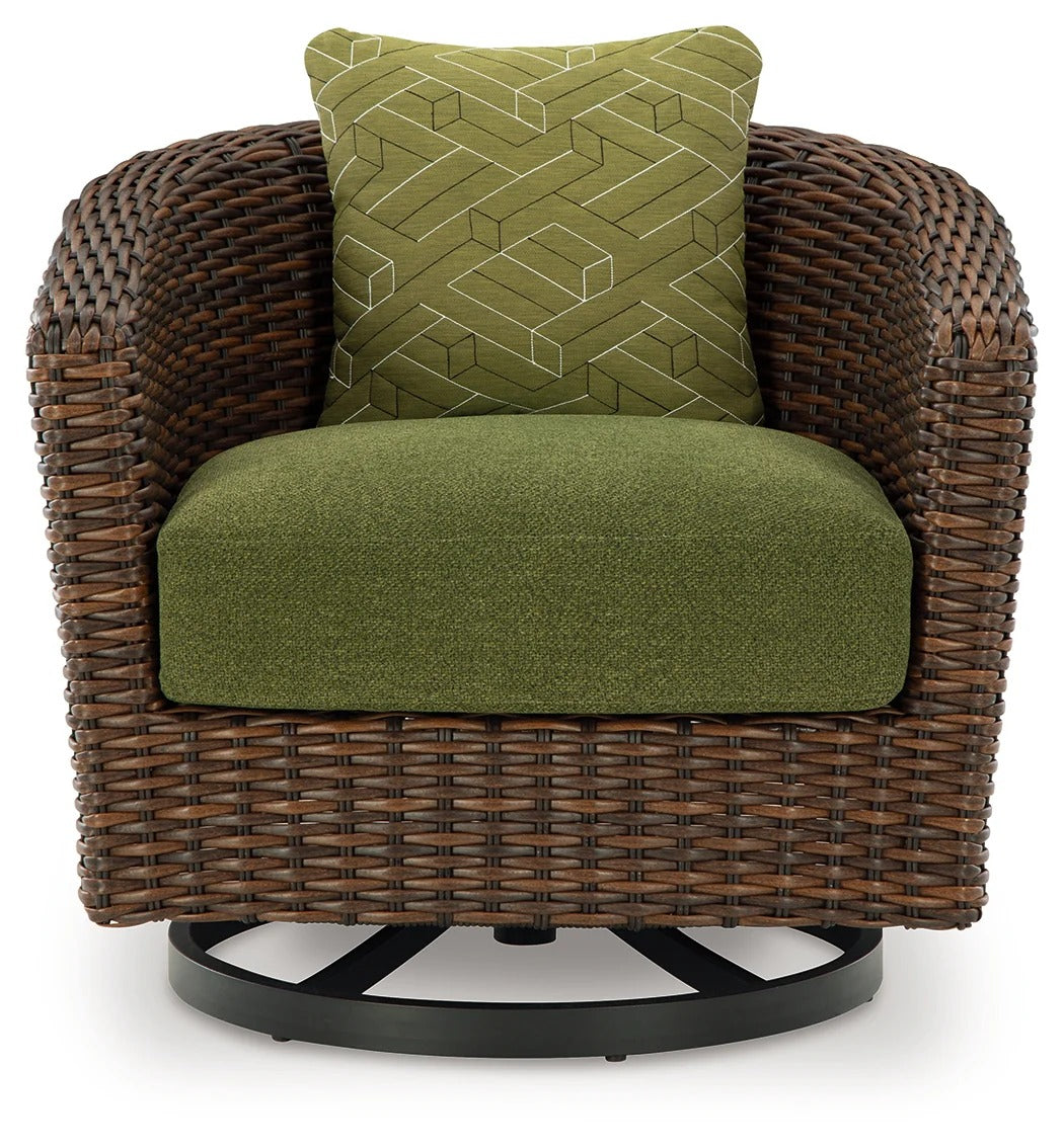 Horizon Hall Brown/Green Outdoor Swivel Lounge Chair with Cushion