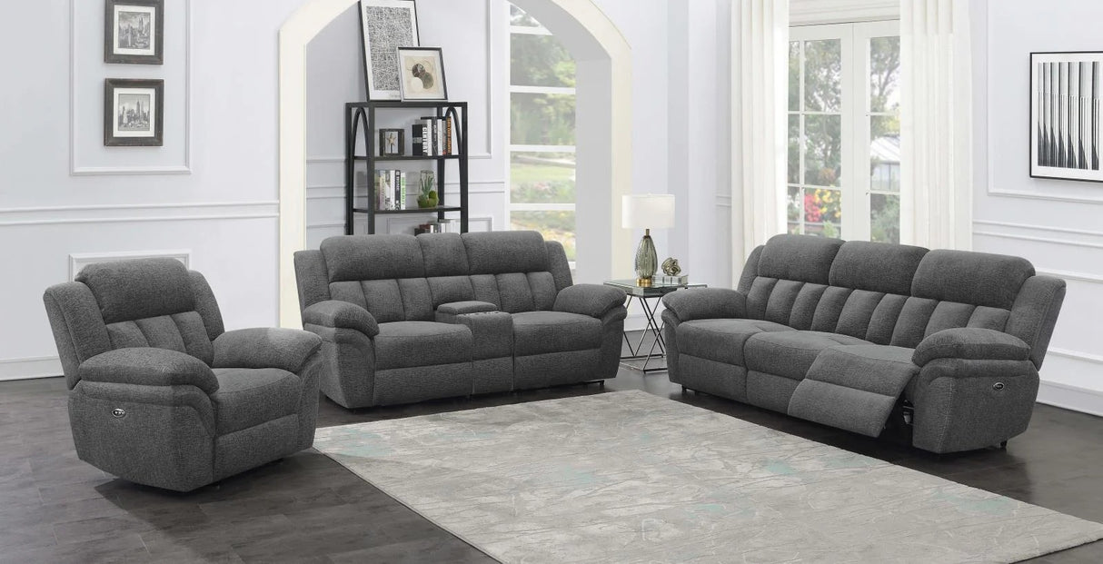 Bahrain Charcoal Power Loveseat with Console