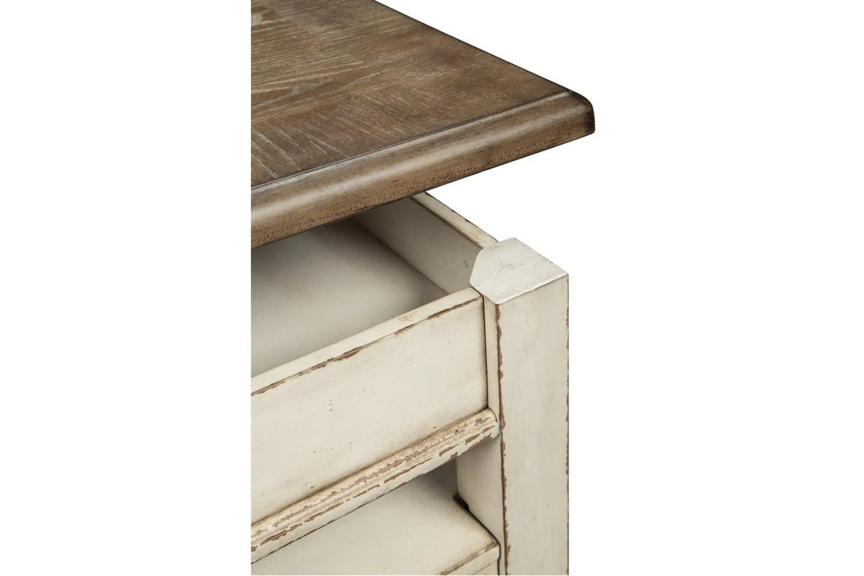 Realyn White/Brown Coffee Table with Lift Top