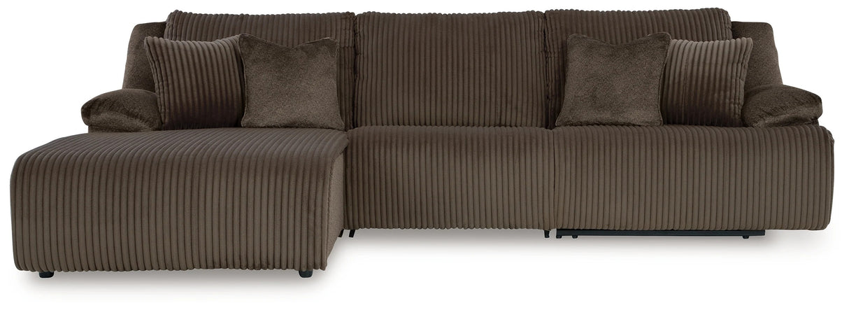 Top Tier Chocolate 3-Piece RAF Chaise Reclining Sectional