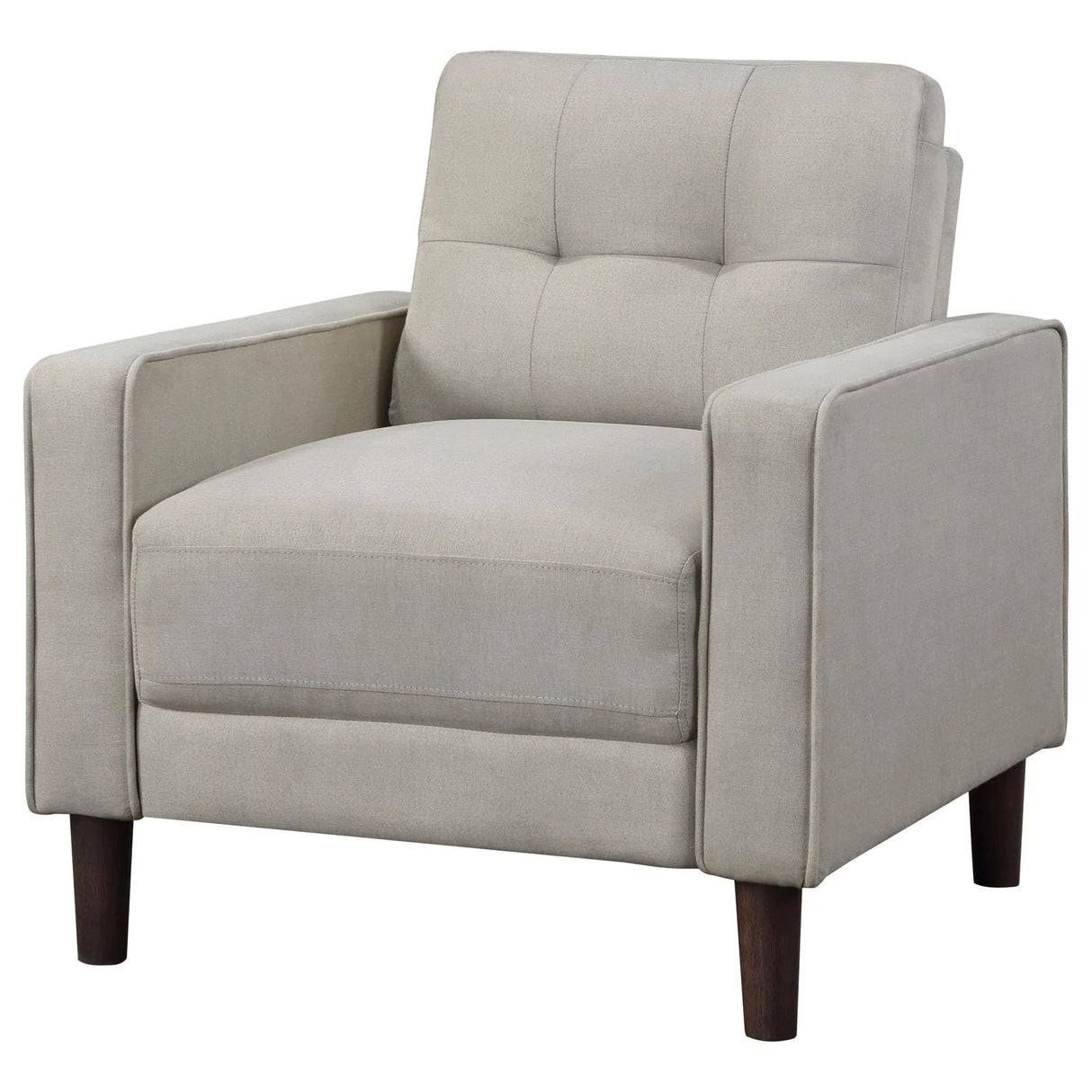 Bowen Beige Upholstered Track Arms Tufted Chair
