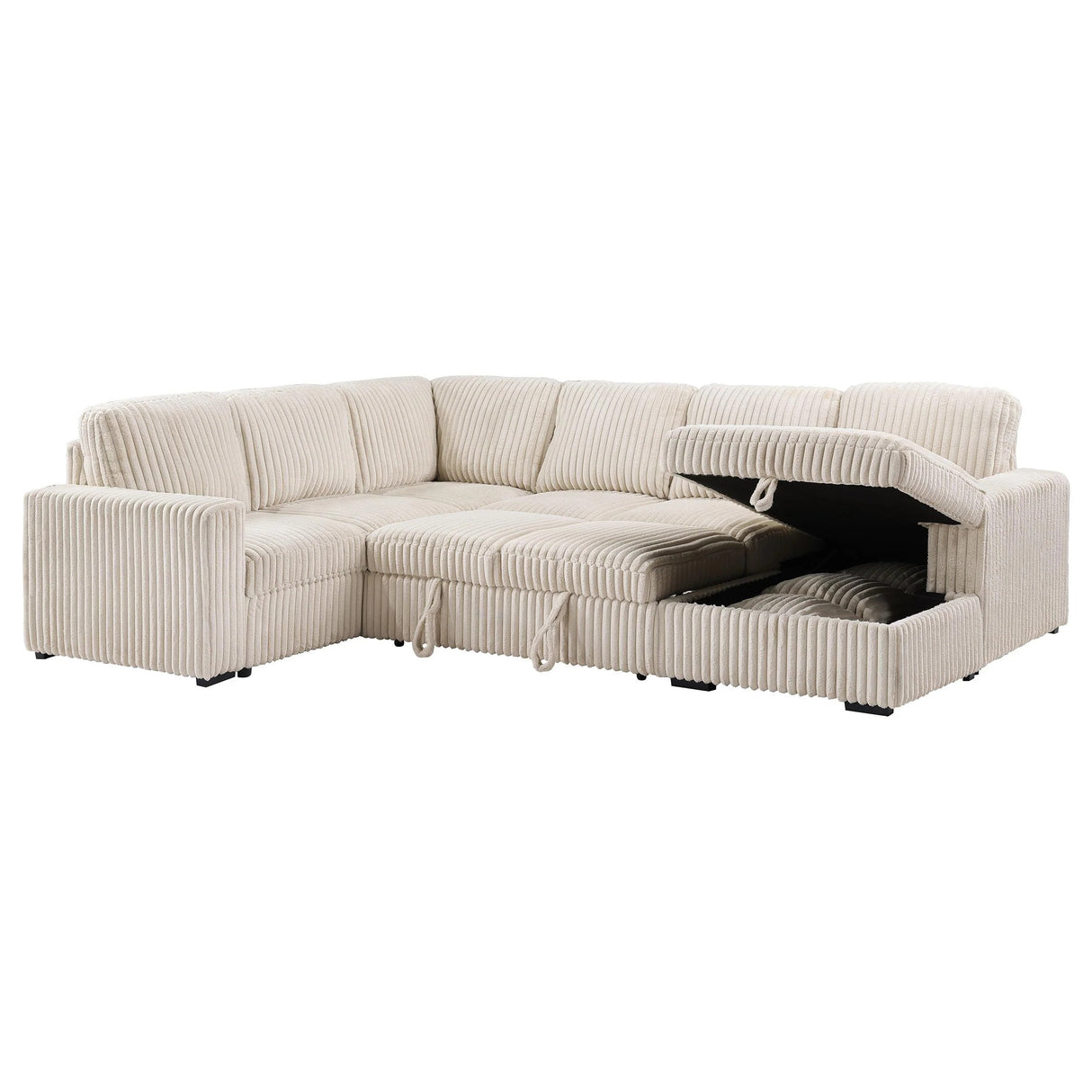 Devonshire Camel Sleeper Sectional Sofa Storage Chaise