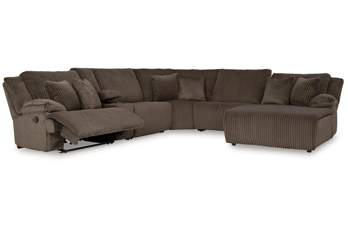 Top Tier Chocolate 6-Piece LAF Chaise Reclining Sectional