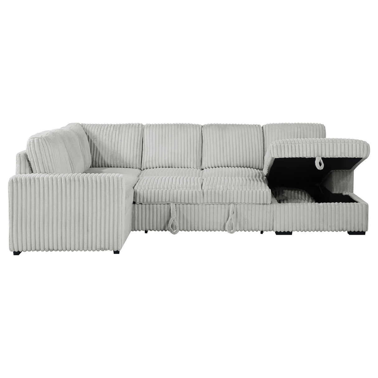 Devonshire Gray Sleeper Sectional Sofa Storage Chaise
