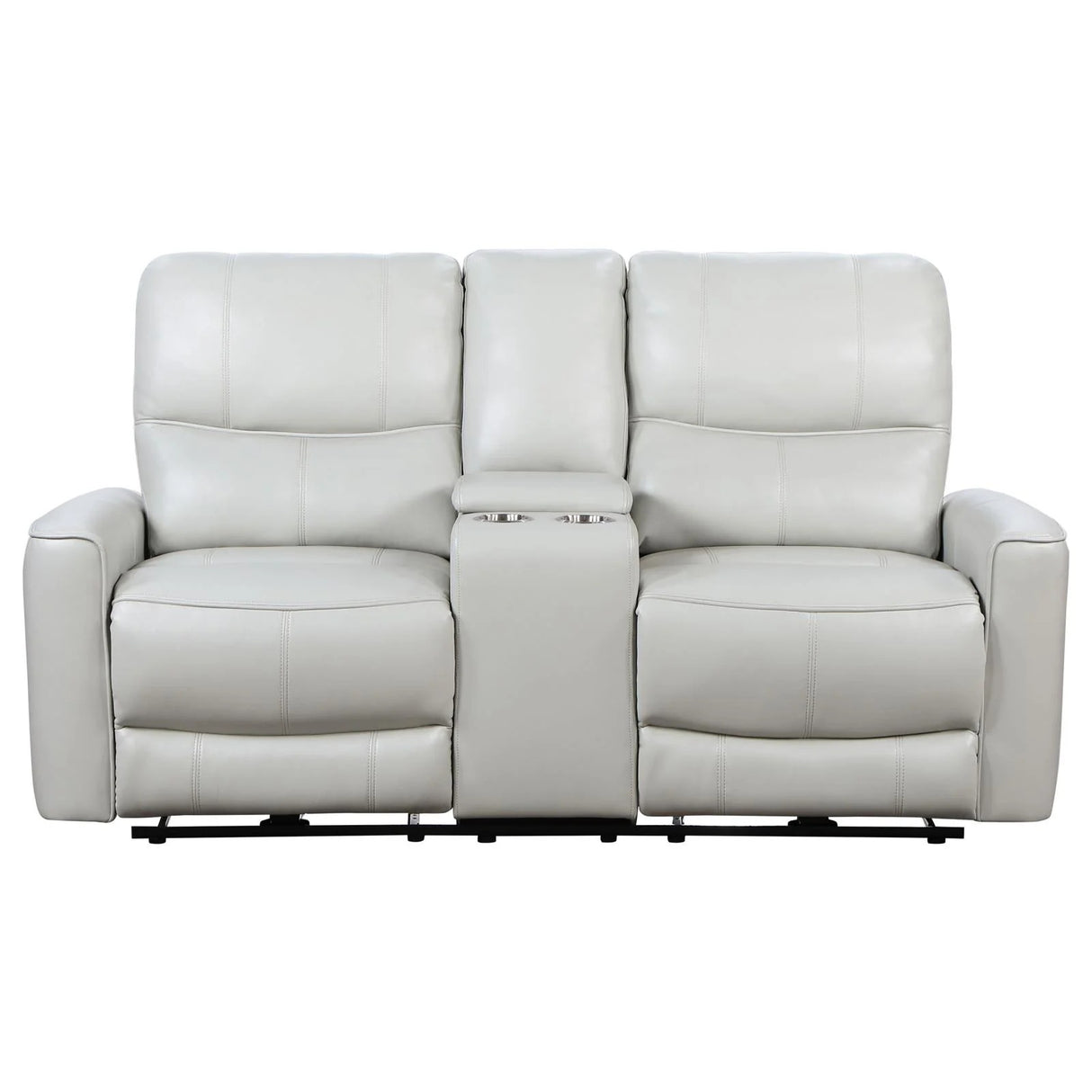 Greenfield Ivory Upholstered Power Reclining Loveseat with Console