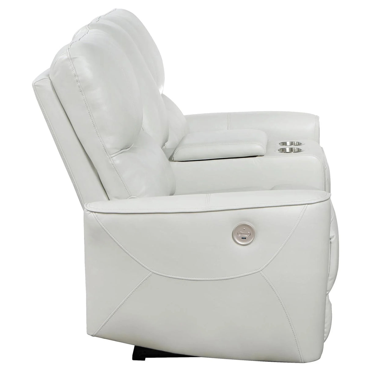Greenfield Ivory Upholstered Power Reclining Loveseat with Console