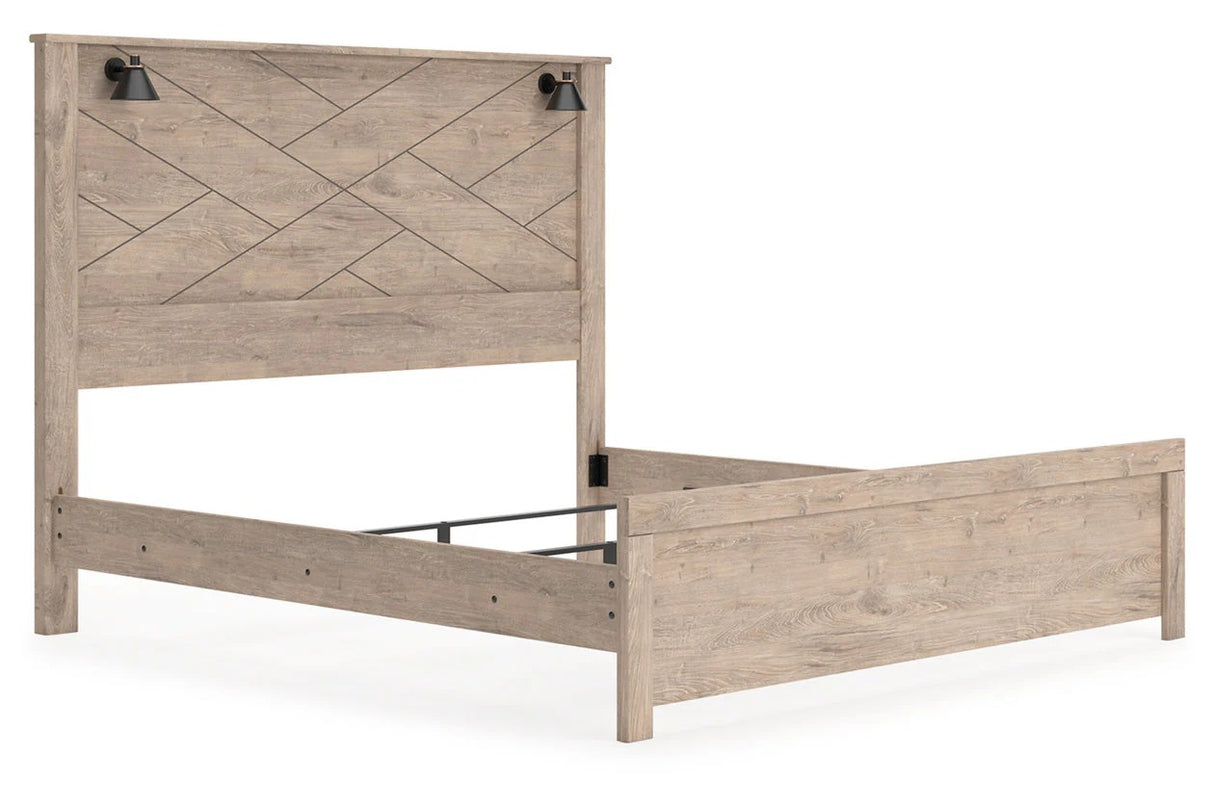 Senniberg Light Brown King LED Panel Bed