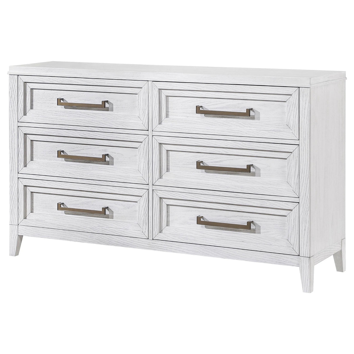 Marielle Distressed White 6-Drawer Bedroom Dresser