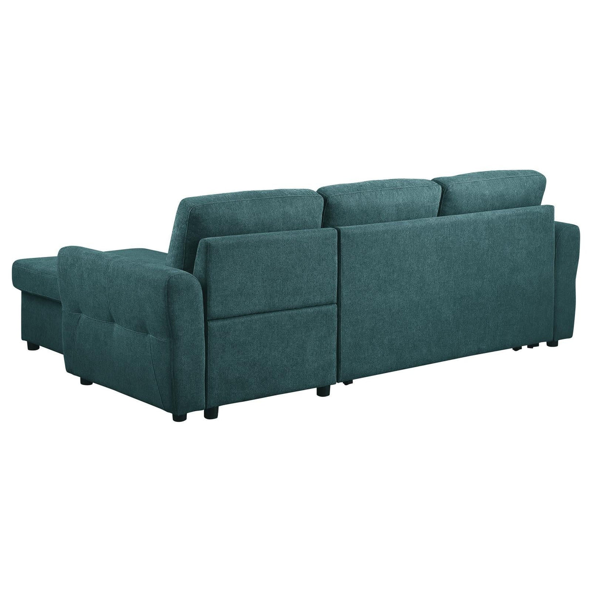 Samantha Teal Blue Upholstered Sleeper Sofa Sectional with Storage Chaise
