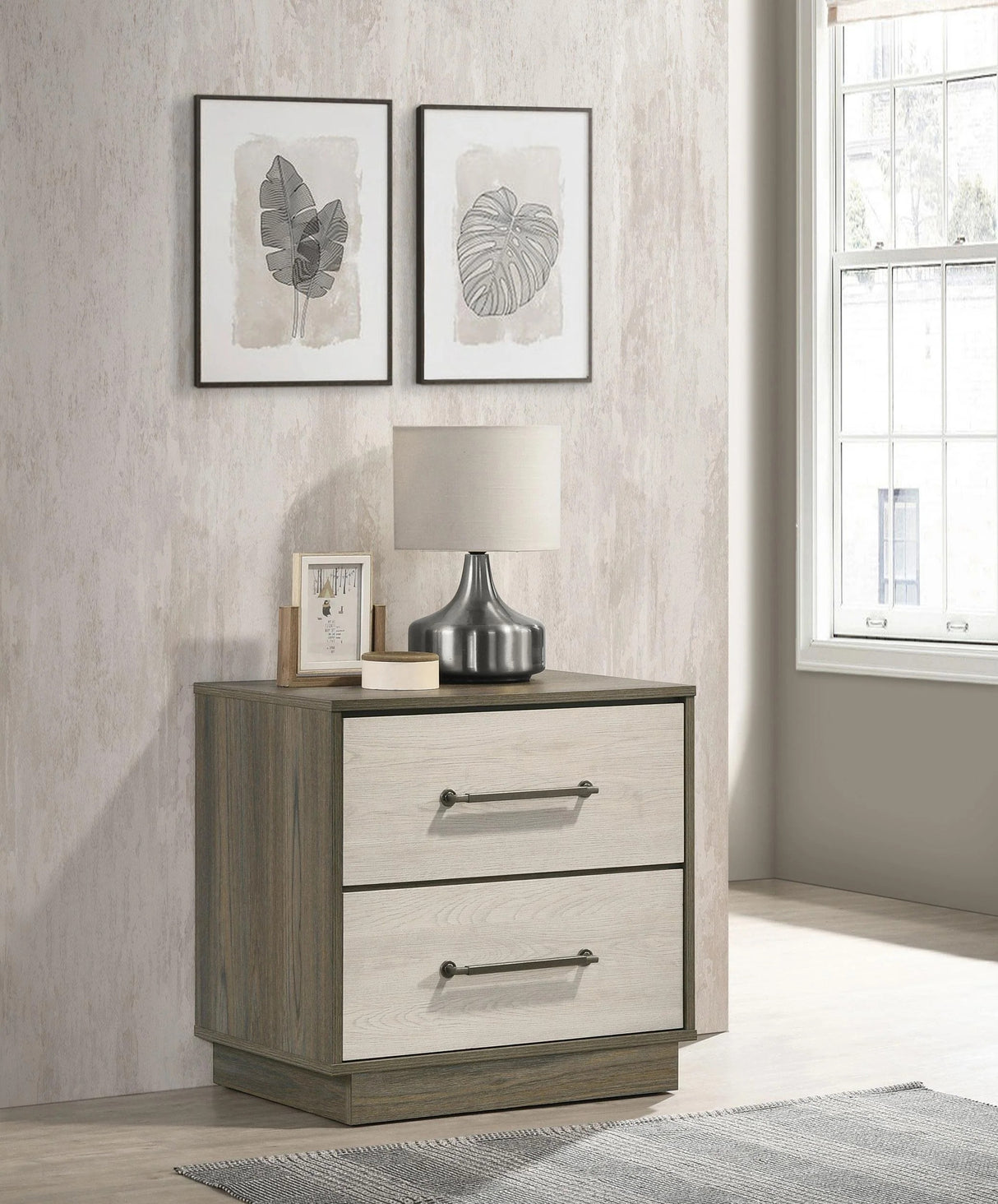 Fenwick Gray Oak 2-Drawer Nightstand