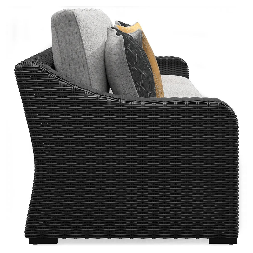 Beachcroft Black/Light Gray 2-Piece Outdoor Sofa with Cushion