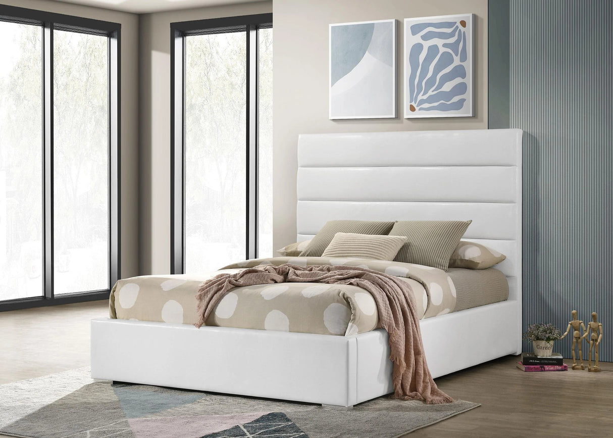 Felicity White Upholstered Full Platform Bed