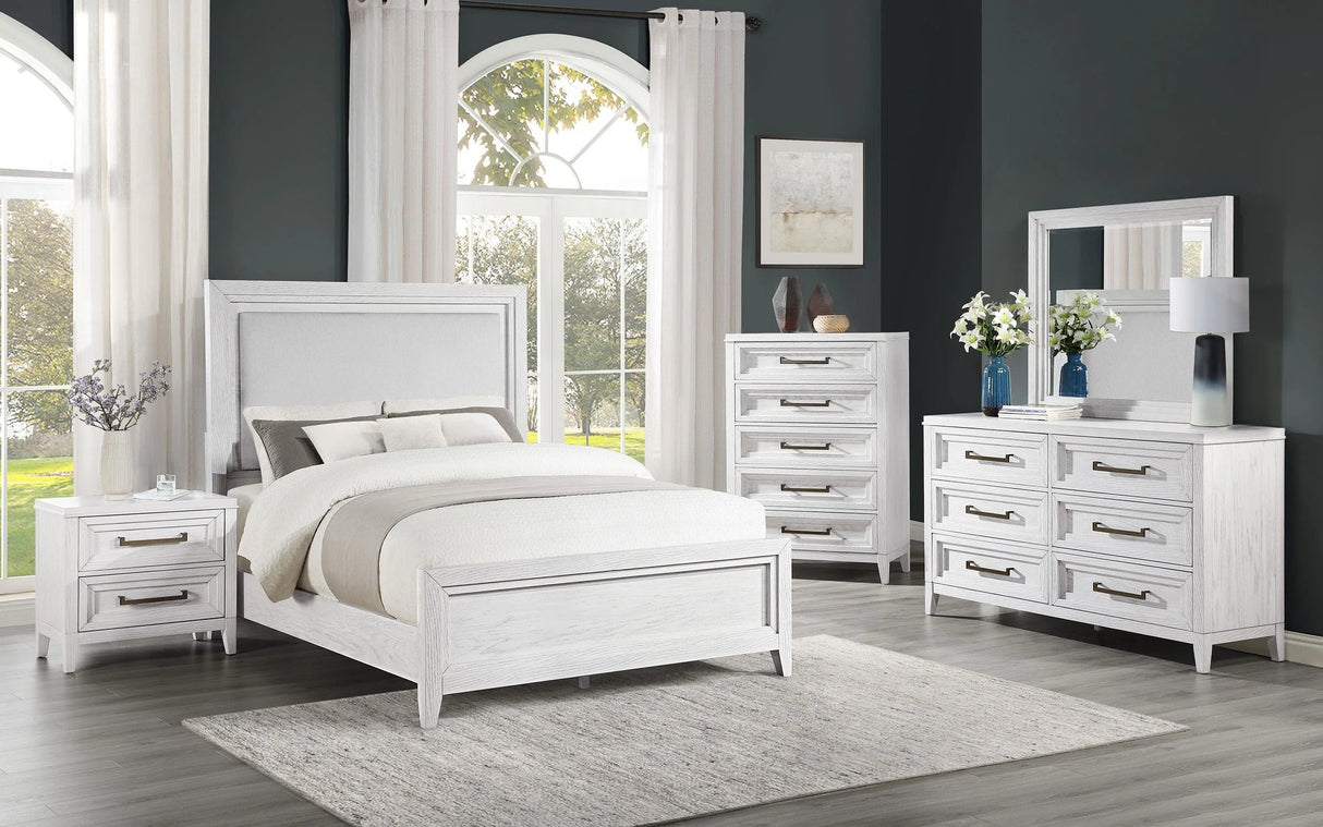 Marielle Distressed White 6-Drawer Bedroom Dresser