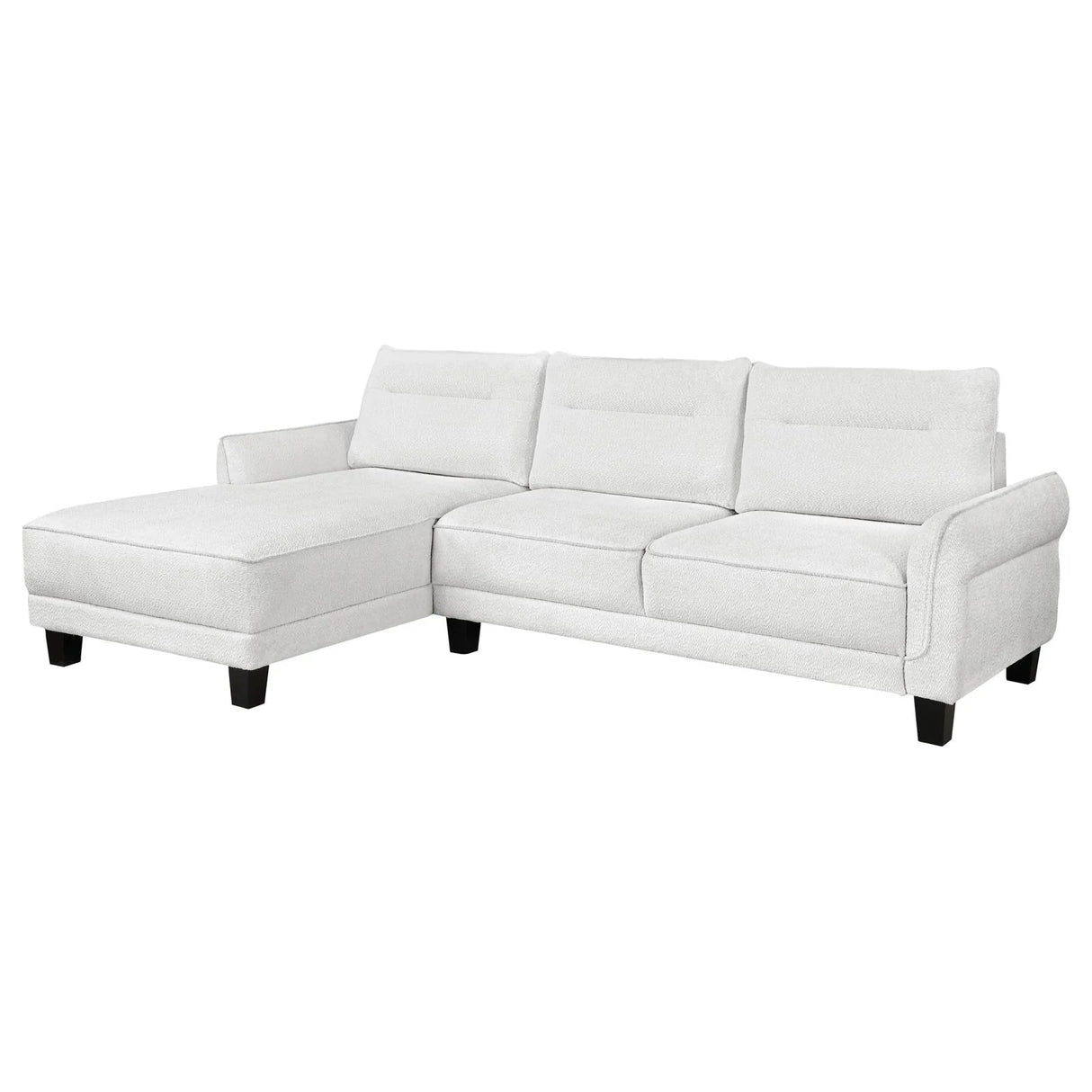 Caspian White and Black Upholstered Curved Arms Sectional Sofa