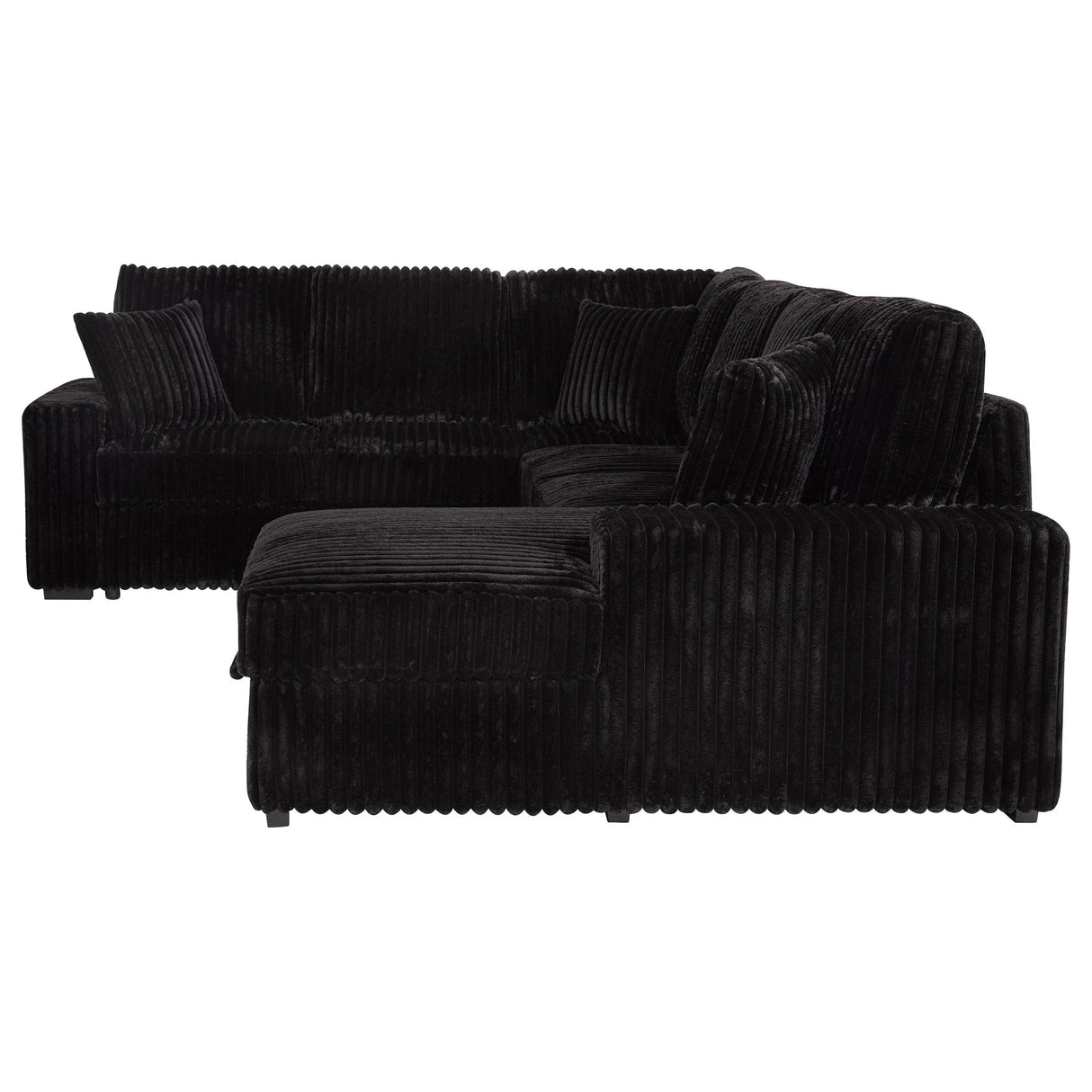 Devonshire Black Sleeper Sectional Sofa with Storage Chaise