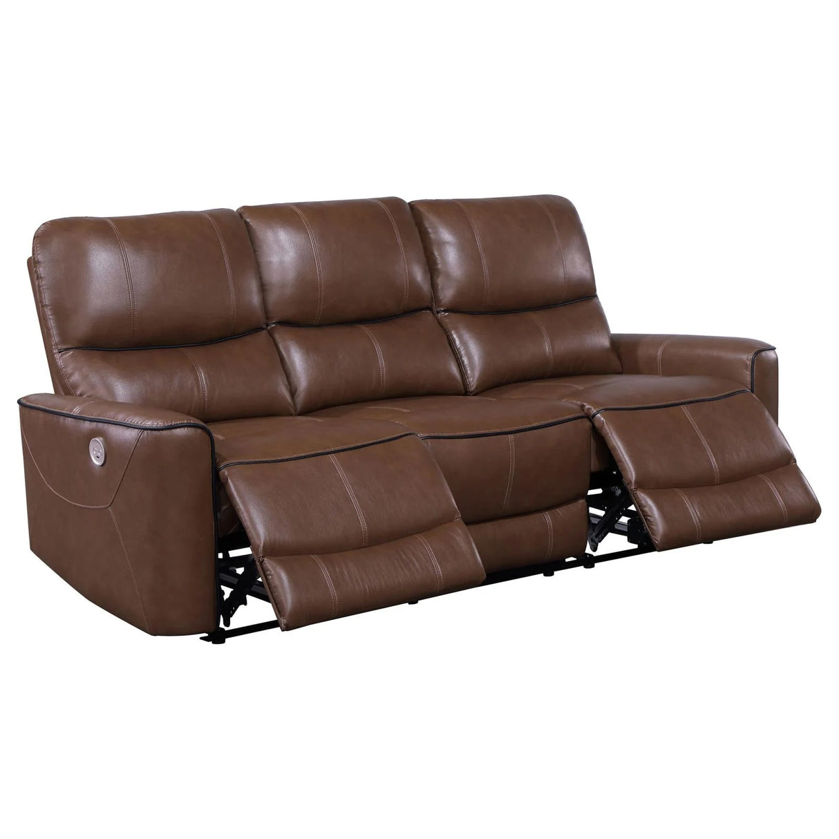 Greenfield Saddle Brown Upholstered Power Reclining Living Room Set